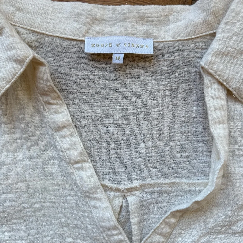 White Linen Button-Up Shirt - Picture 2 of 7